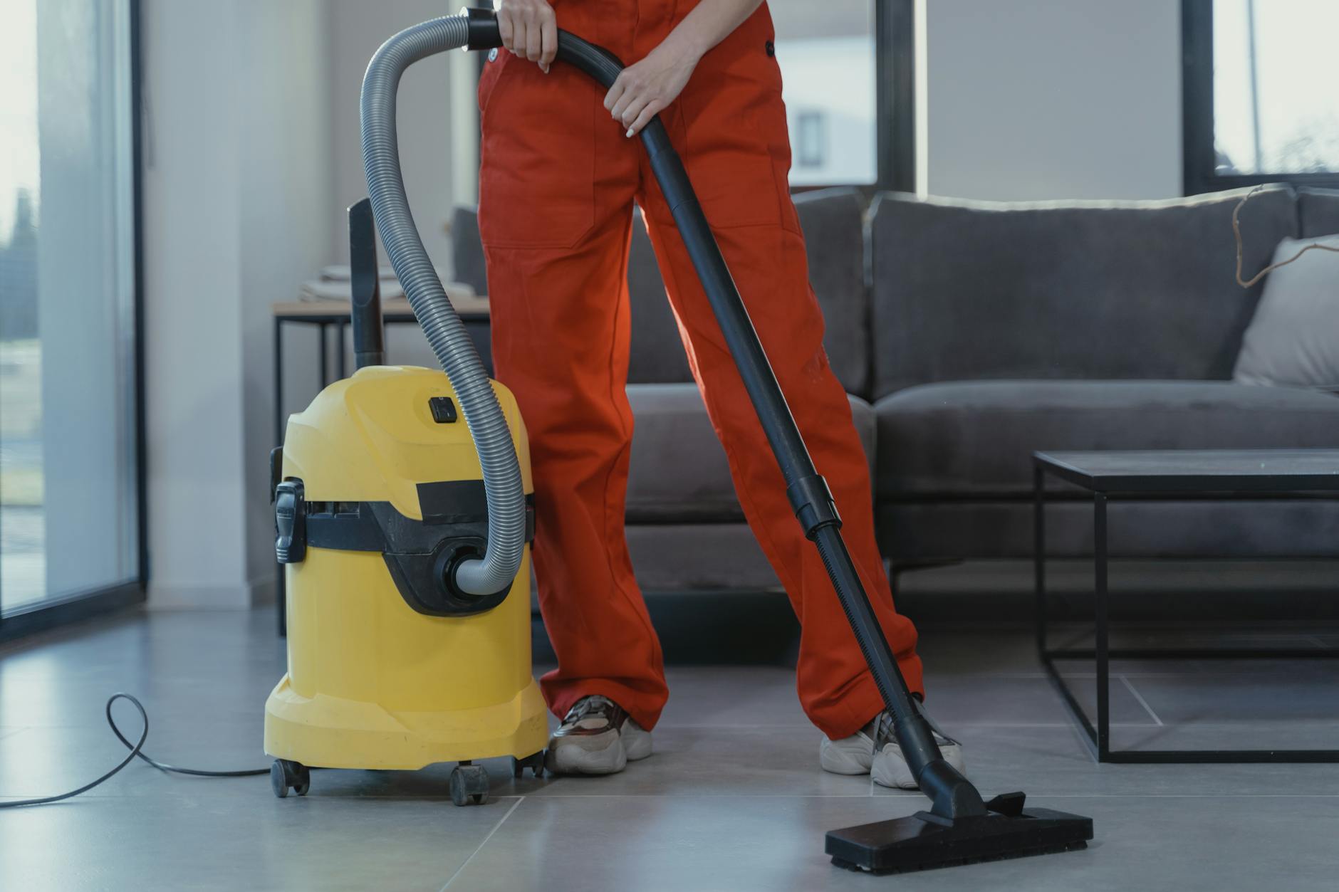 Professional cleaning worker